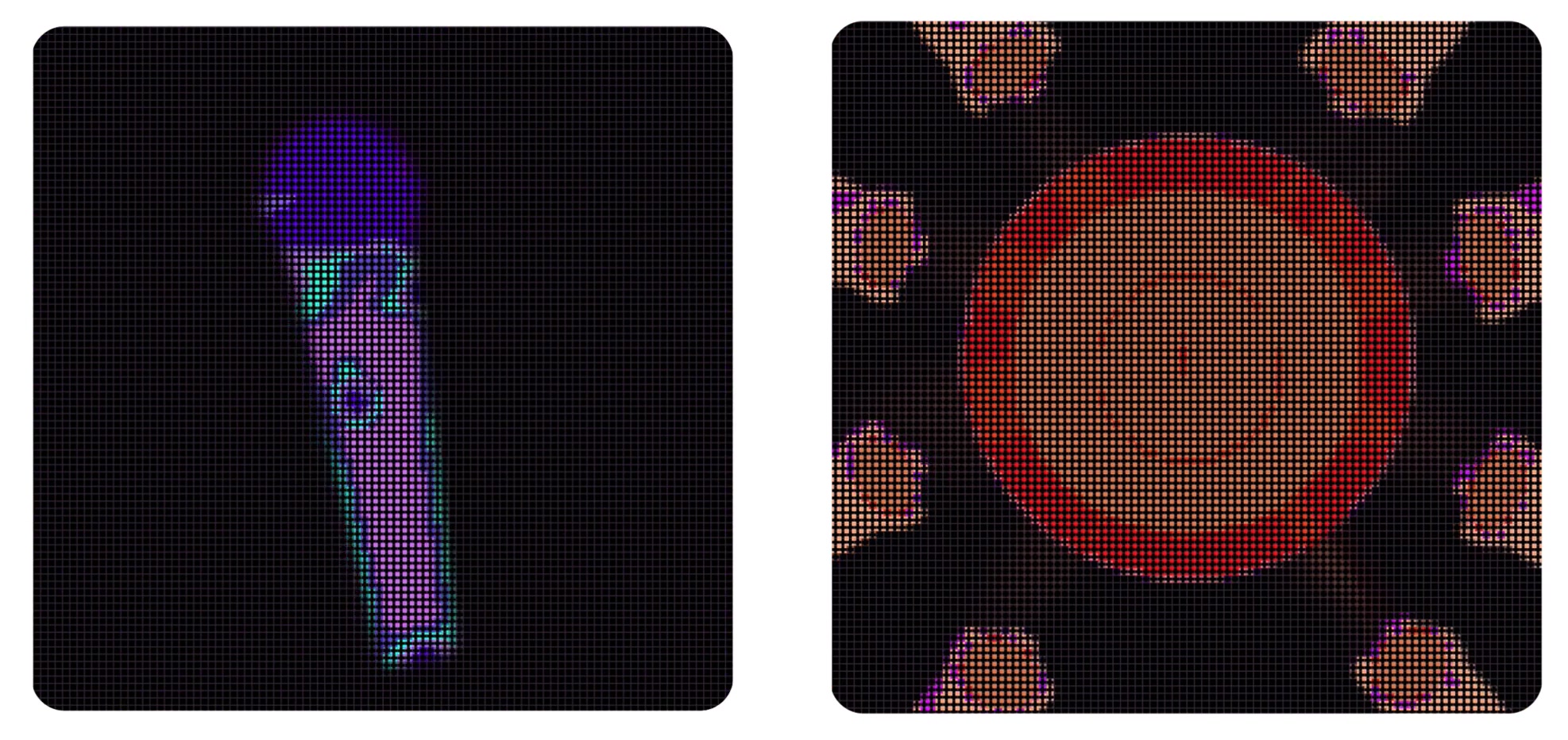 Echo Sounds: microphone and stage animations side by side