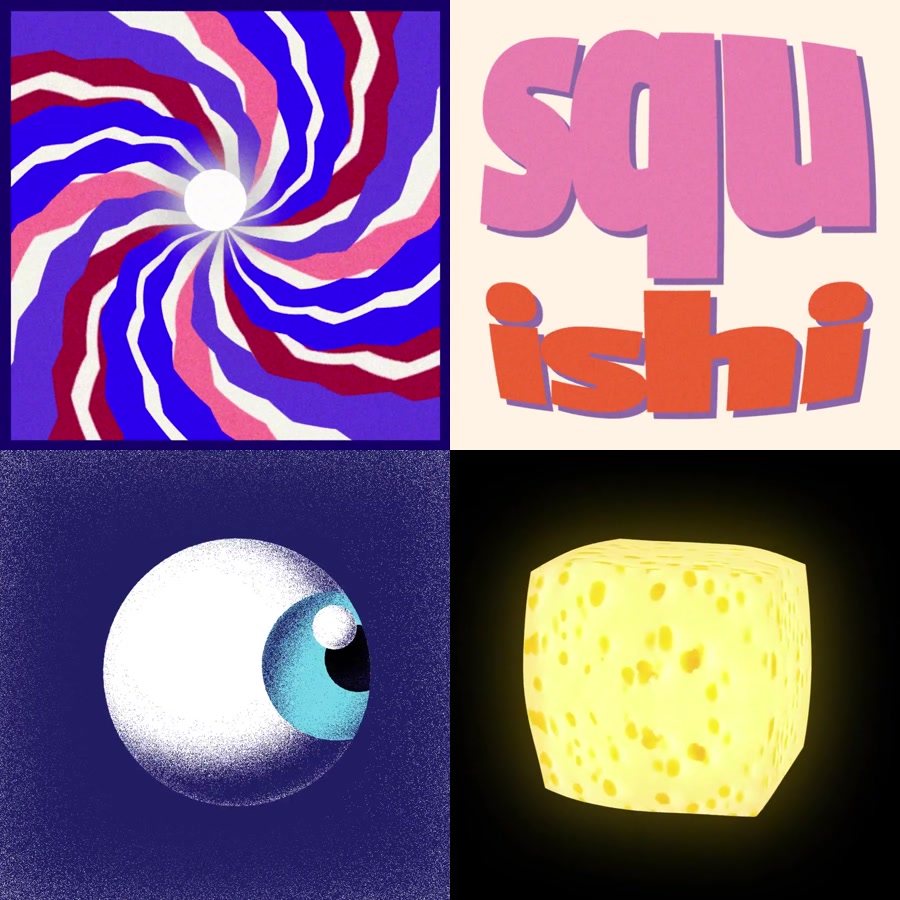A selection of Marya’s colorful motion experiments in texture, shapes and animated typography